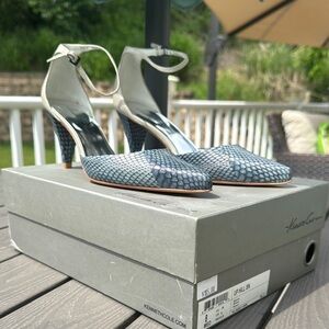 NEW Kenneth Cole Leather Blue and Grey Heels with Ankle Straps Women’s Size 8